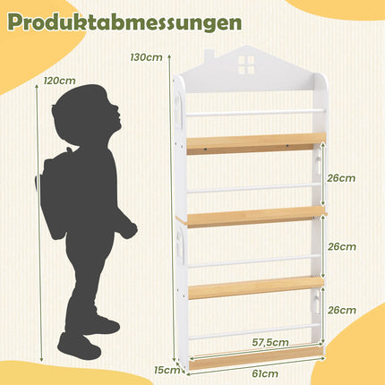Bibliothèque pour enfants en forme de maison, 4 niveaux, sécurité anti-chute
