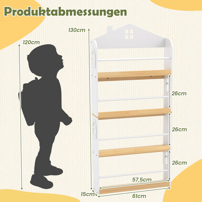 Bibliothèque pour enfants en forme de maison, 4 niveaux, sécurité anti-chute