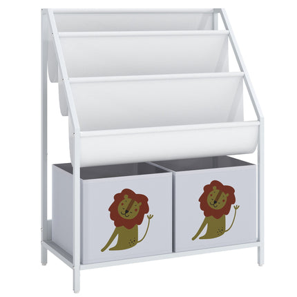 Kinderbücherregal mit 3 Hängeregalen, Weiß