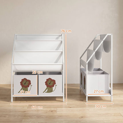 Kinderbücherregal mit 3 Hängeregalen, Weiß