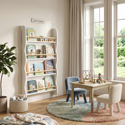 Bibliothèque pour enfants à 4 étagères, blanche, 60 x 10 x 98 cm