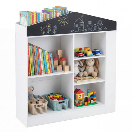 Kinderbücherregal mit Tafel & 11 Fächern