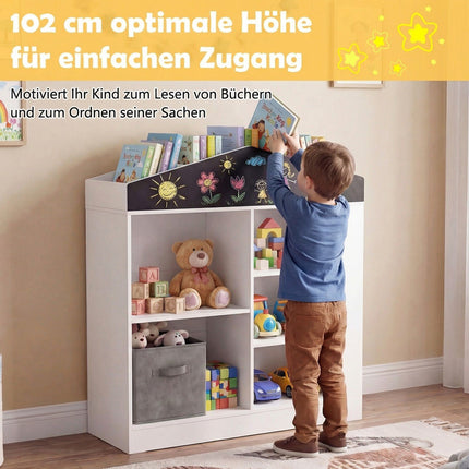 Kinderbücherregal mit Tafel & 11 Fächern