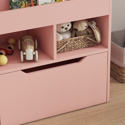 Kinderbücherregal mit Schublade, Pink, 60 x 30 x 90 cm