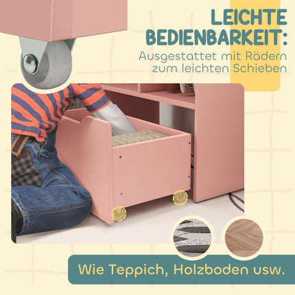 Kinderbücherregal mit Schublade, Pink, 60 x 30 x 90 cm