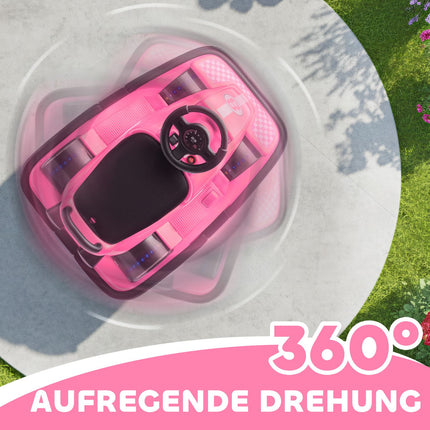 Kinder-Autoscooter, 360°-Drehung, LED-Leuchten, Musik, Pink