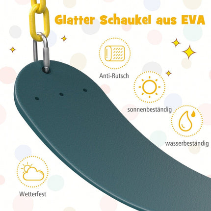 Kletterkuppel für Kinder mit Schaukel, 305cm, Blau/Gelb/Grün