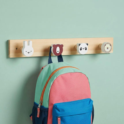 Porte-manteau pour enfants avec 4 crochets animaux, multicolore