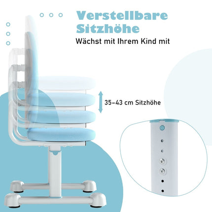 Kinderschreibtischstuhl, höhenverstellbar, ergonomische Rückenlehne