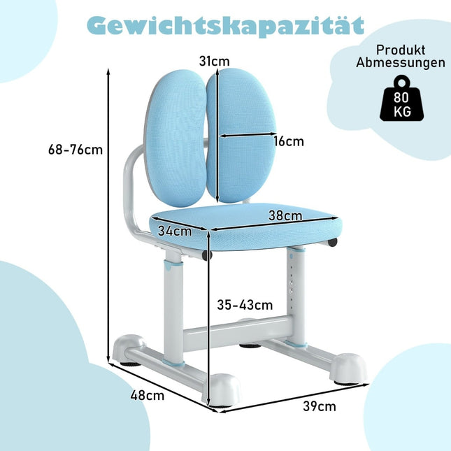 Chaise de bureau pour enfants, hauteur réglable, dossier ergonomique