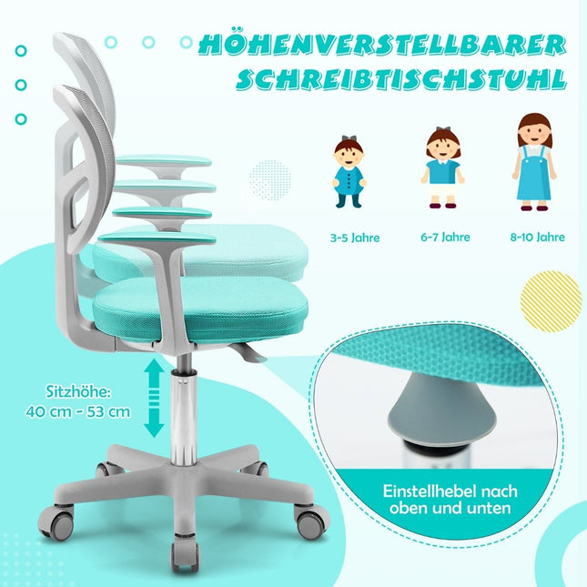 Kinder Schreibtischstuhl Kinder Computerstuhl mit Höhenverstellung Türkis