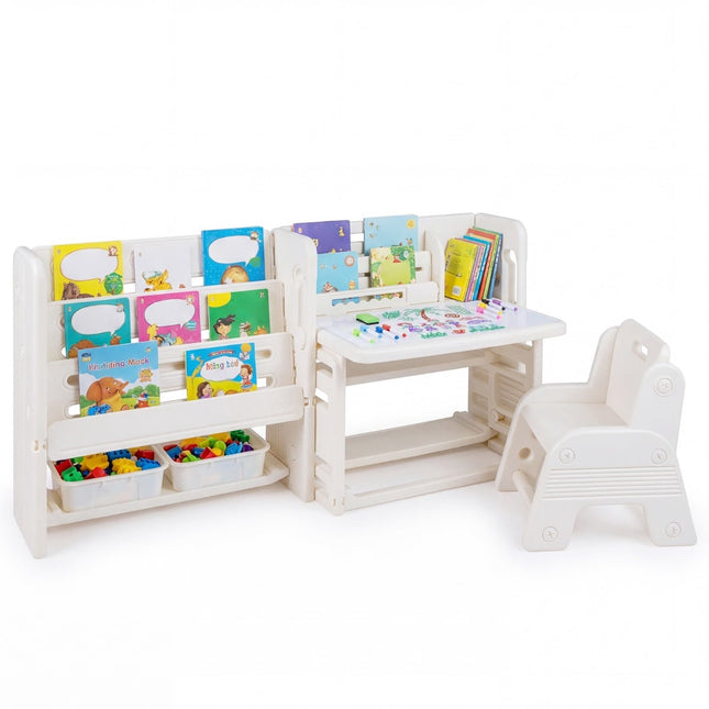 Ensemble bureau enfant avec étagères et tableau blanc