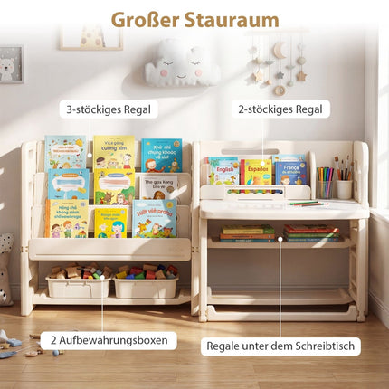 Ensemble bureau enfant avec étagères et tableau blanc