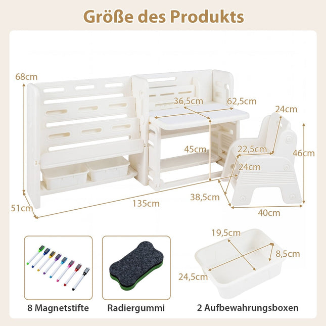 Ensemble bureau enfant avec étagères et tableau blanc