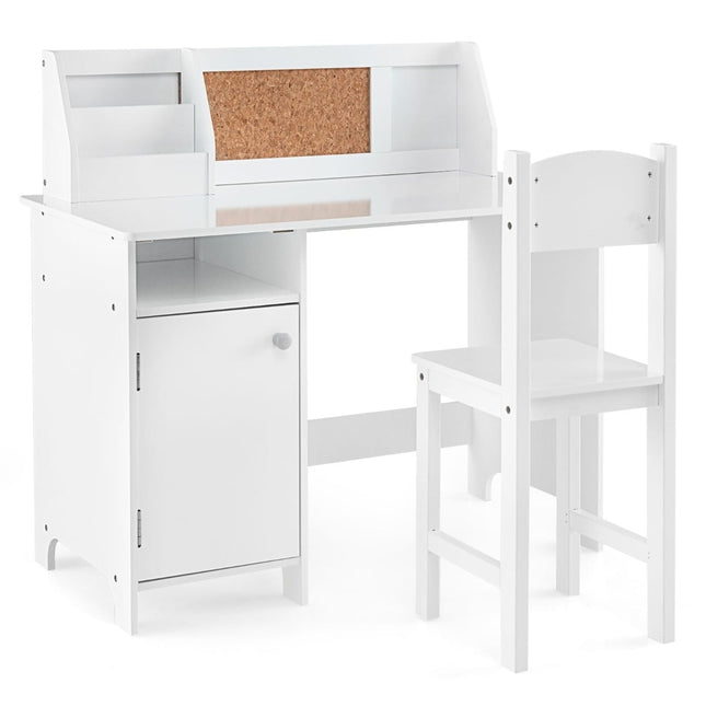 Ensemble bureau enfant avec chaise, tableau en liège et rangement