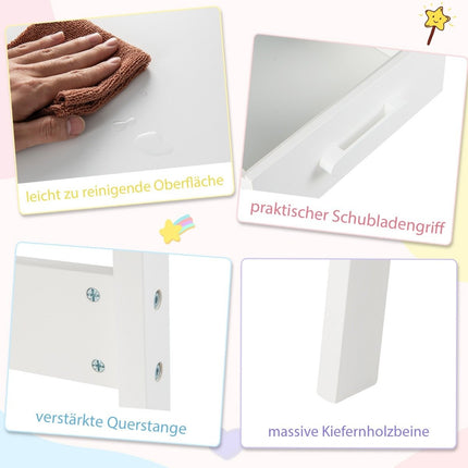 Ensemble bureau et chaise pour enfant avec rangement, blanc