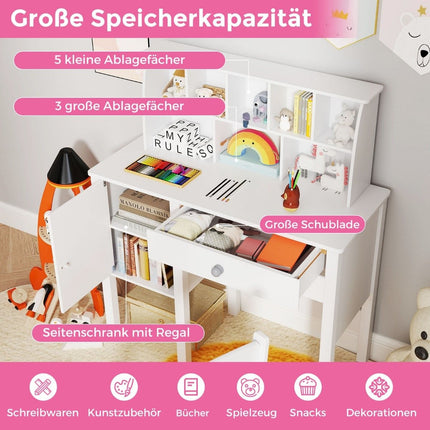 Bureau pour enfants avec chaise, rangement et sécurité