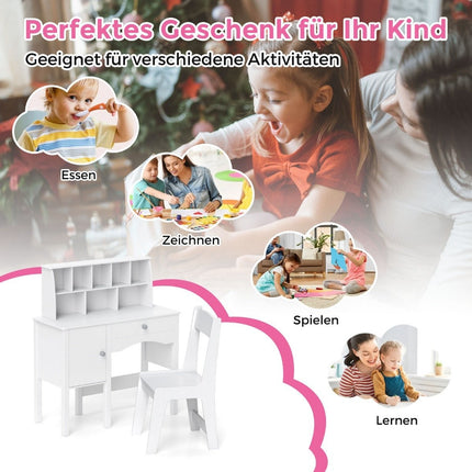 Bureau pour enfants avec chaise, rangement et sécurité