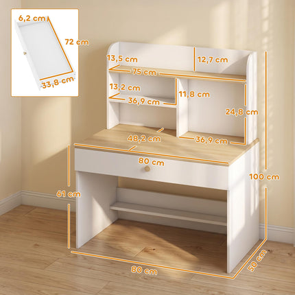 Bureau enfant avec rangement, blanc, 80 x 50 x 100 cm