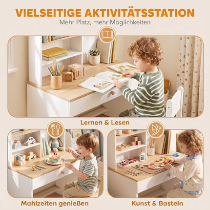Bureau enfant avec rangement, blanc, 80 x 50 x 100 cm