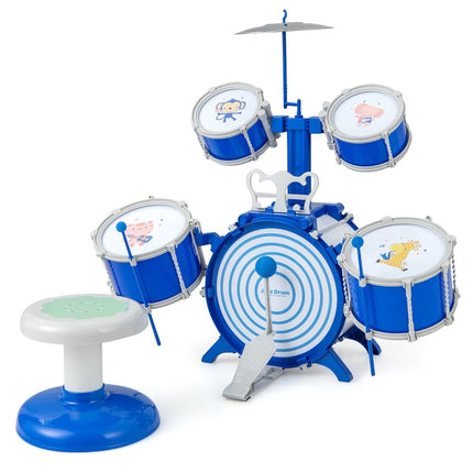 Kinder-Schlagzeug mit Hocker, Ständer & Pedal - Blau