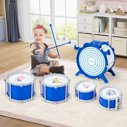Kinder-Schlagzeug mit Hocker, Ständer & Pedal - Blau
