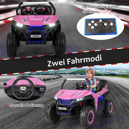 Voiture électrique tout-terrain pour enfants avec télécommande, 2 places, rose
