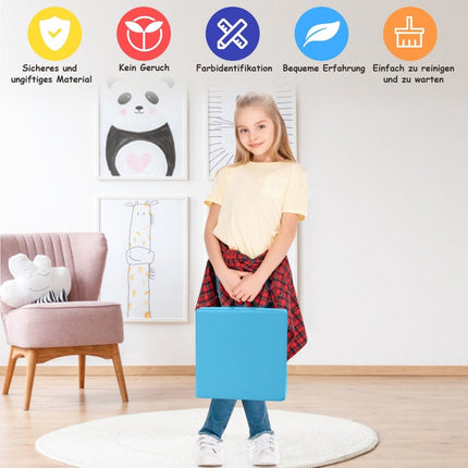 Lot de 6 coussins de sol pour enfants avec poignée, bleu clair