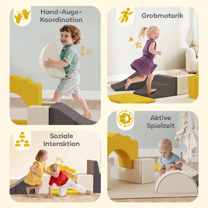 Ensemble de jeu en mousse pour enfants, 7 pièces, velours jaune