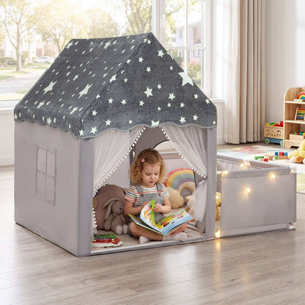Tente de jeu phosphorescente pour enfants avec tapis et fenêtre
