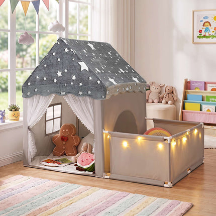 Tente de jeu phosphorescente pour enfants avec tapis et fenêtre