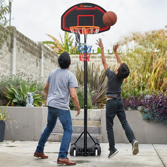 Support de basket-ball réglable en hauteur pour enfants, pour intérieur et extérieur, noir + rouge