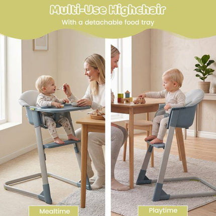 Kinderhochstuhl, verstellbares Tablett und Fußstütze, Grau