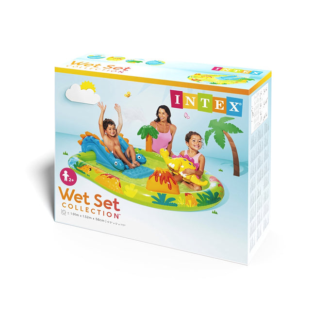 Aire de jeux aquatiques gonflable pour enfants avec toboggan et arroseur