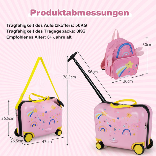 Ensemble de bagages pour enfants : valise à roulettes de 47 cm et sac à dos de 30 cm