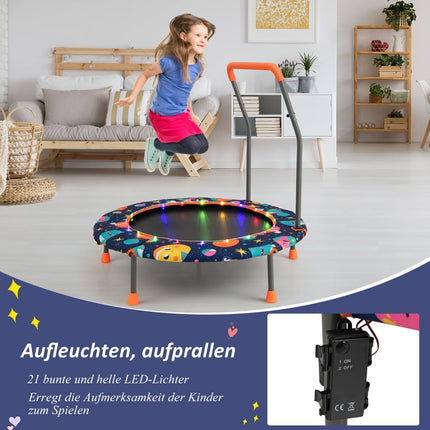 Mini trampoline pour enfants avec lumières LED et poignée amovible