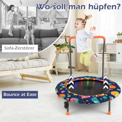 Mini trampoline pour enfants avec lumières LED et poignée amovible