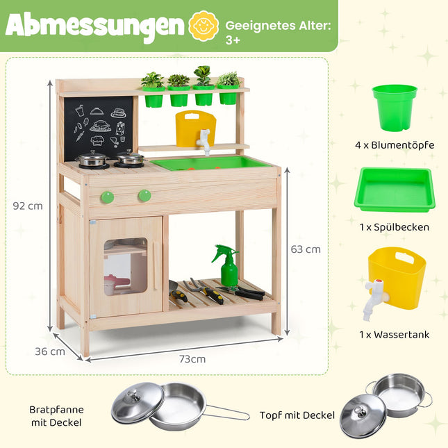 Cuisine de boue pour enfants avec tableau noir et robinet