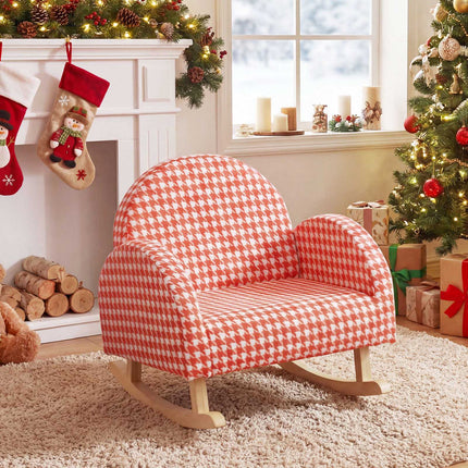 Fauteuil à bascule orange pour enfants avec tissu en velours peluche