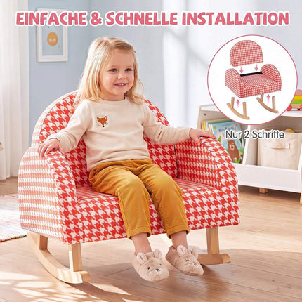 Fauteuil à bascule orange pour enfants avec tissu en velours peluche