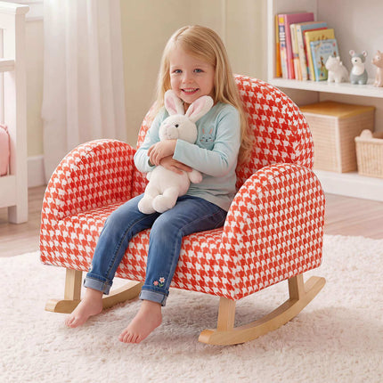 Fauteuil à bascule orange pour enfants avec tissu en velours peluche