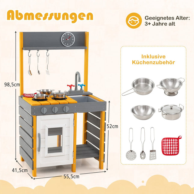 Cuisine d'extérieur en terre pour enfants avec cuisinière et évier