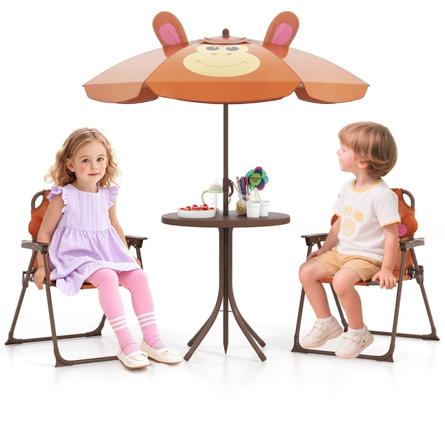 Ensemble de pique-nique d'extérieur pour enfants avec parasol et 2 chaises
