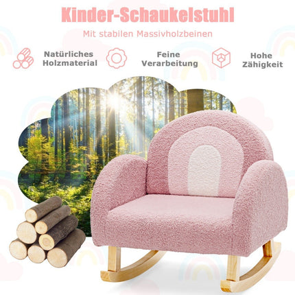 Children's Padded Rocking Chair with Solid Wood Legs Pink
