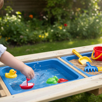Picknicktisch für Kinder mit Kreidetafel und Sandbehältern
