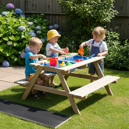 Picknicktisch für Kinder mit Kreidetafel und Sandbehältern
