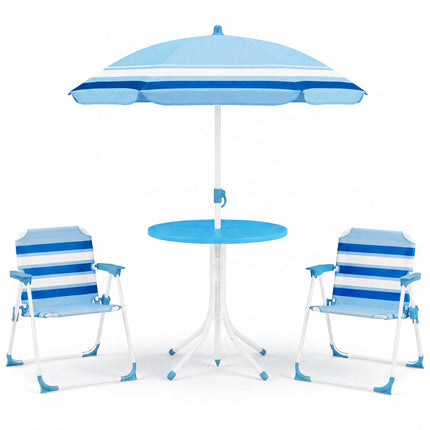 Ensemble table de pique-nique pour enfants avec parasol réglable, bleu