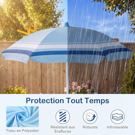 Ensemble table de pique-nique pour enfants avec parasol réglable, bleu