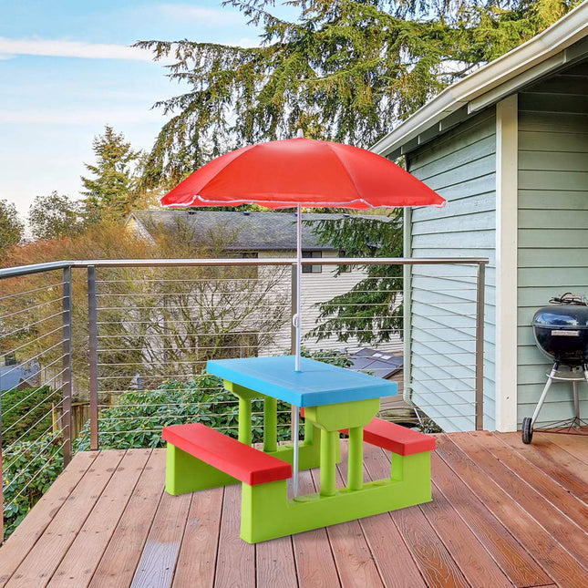 Ensemble table de pique-nique pour enfants avec parasol, 4 places