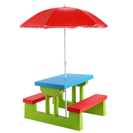Ensemble table de pique-nique pour enfants avec parasol, 4 places